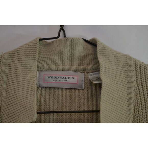 Woodward's Collection Cardigan Sweater Womens Large Vtg Loose Fit 90s Beige - Picture 4 of 11